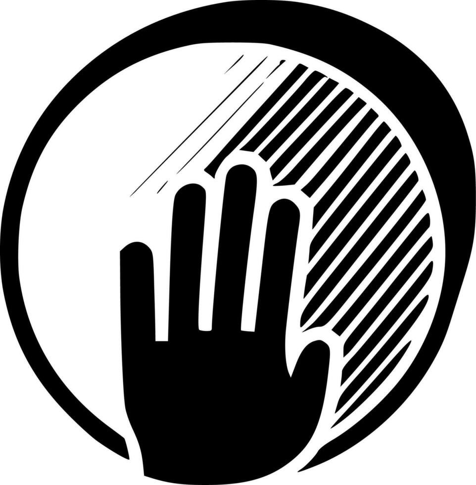 mano - negro y blanco aislado icono - vector ilustración