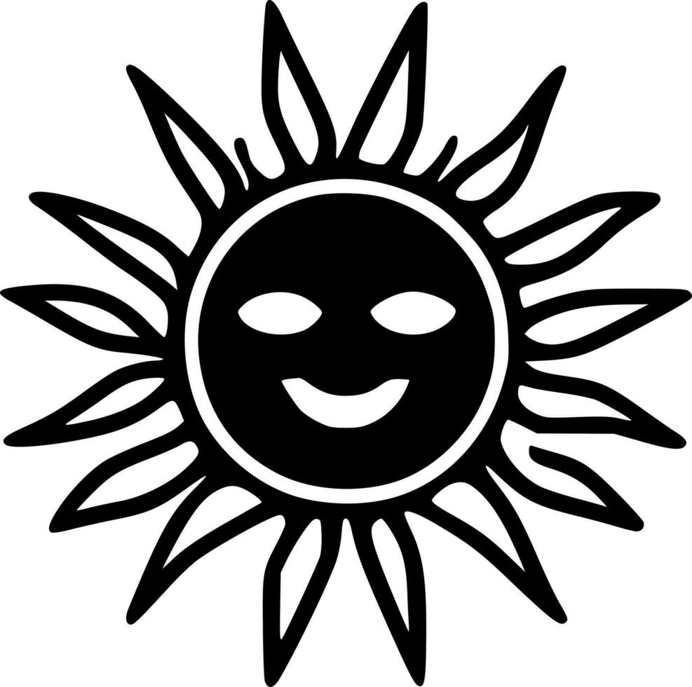 sol, negro y blanco vector ilustración