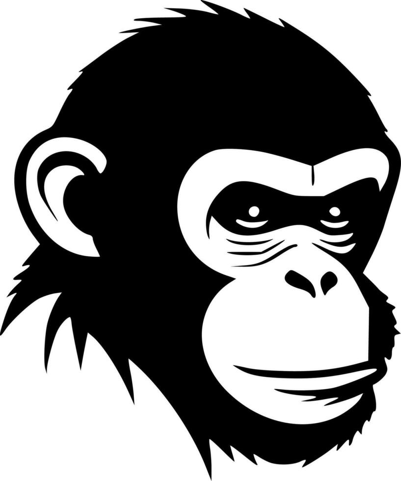 Monkey, Black and White Vector illustration