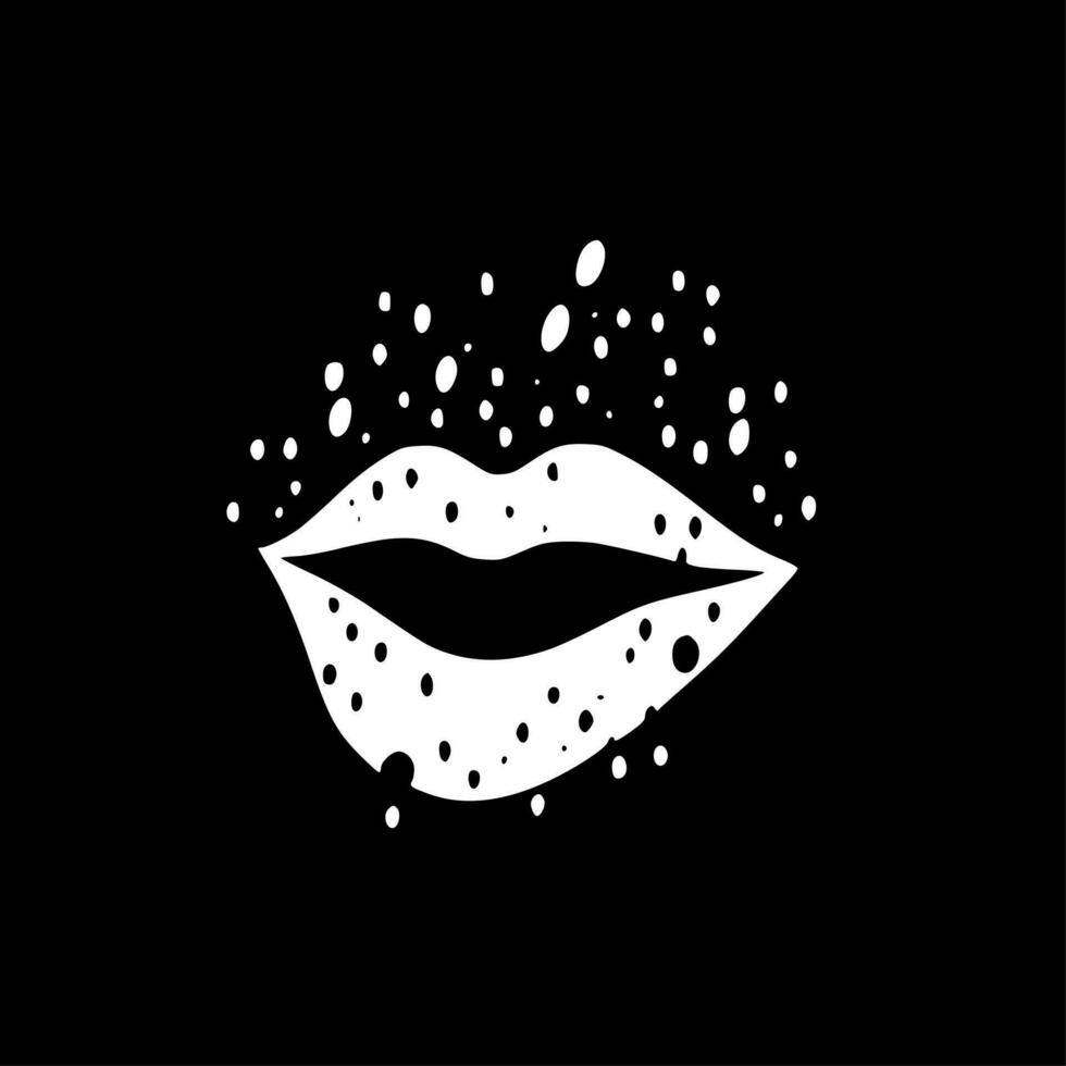 labios - negro y blanco aislado icono - vector ilustración