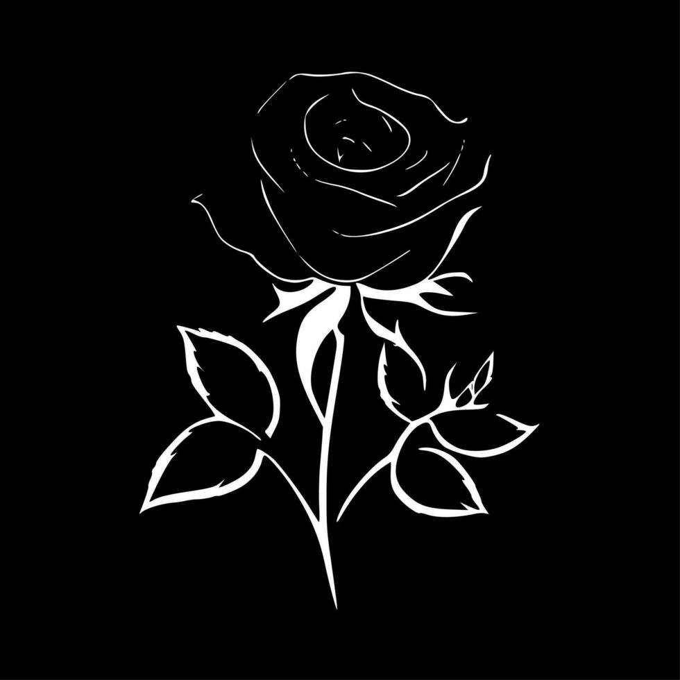 Rose, Black and White Vector illustration