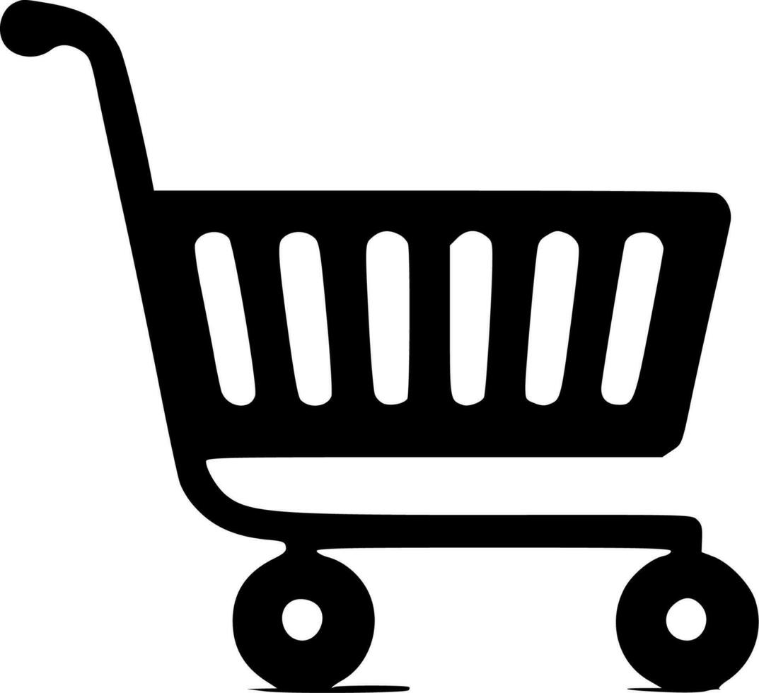 Shopping Cart, Black and White Vector illustration