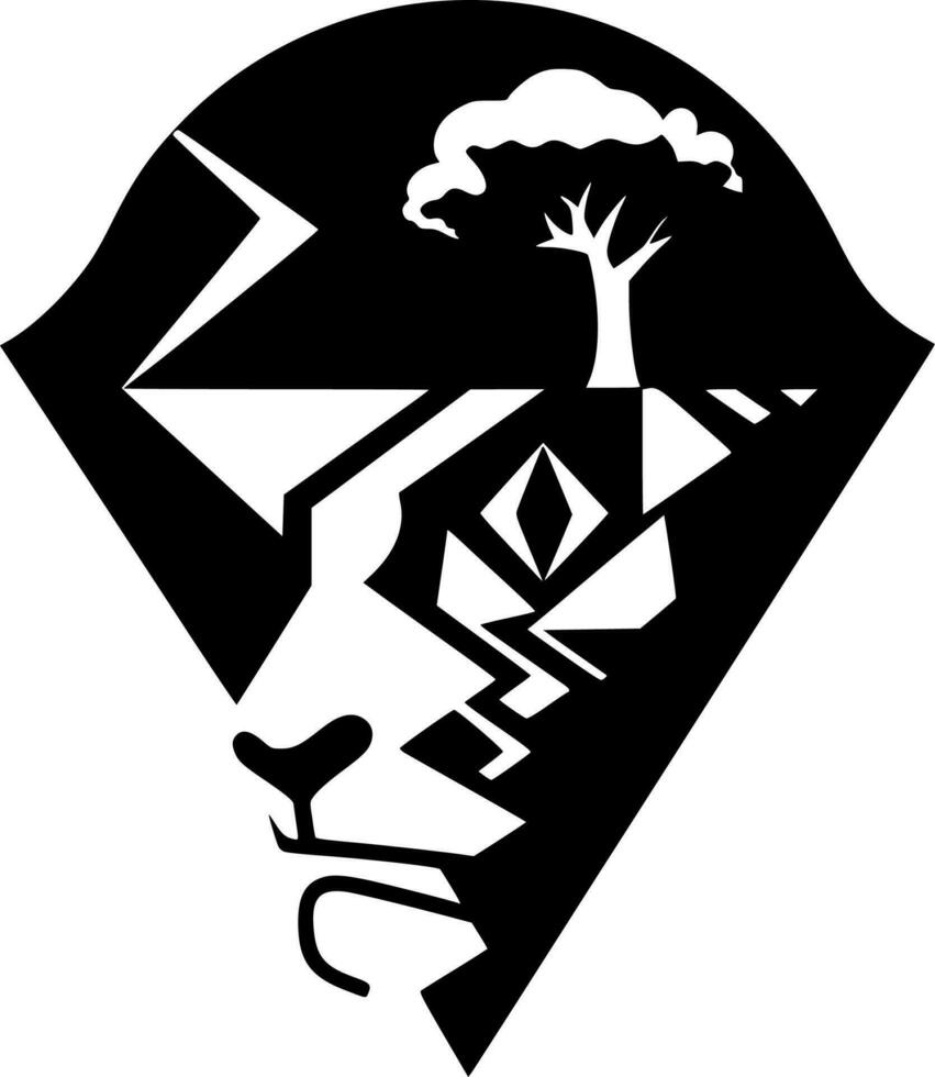African, Black and White Vector illustration