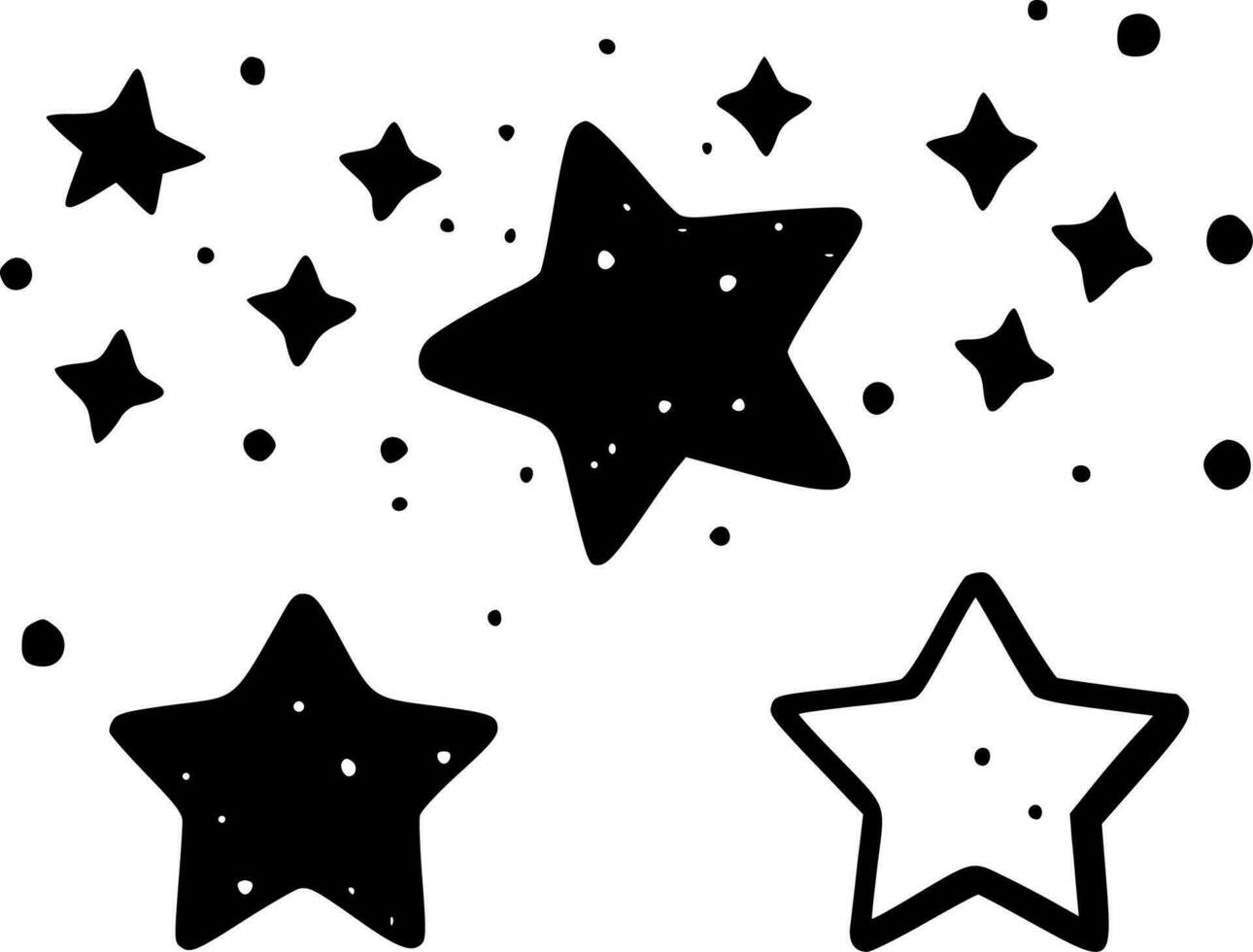 Stars, Black and White Vector illustration