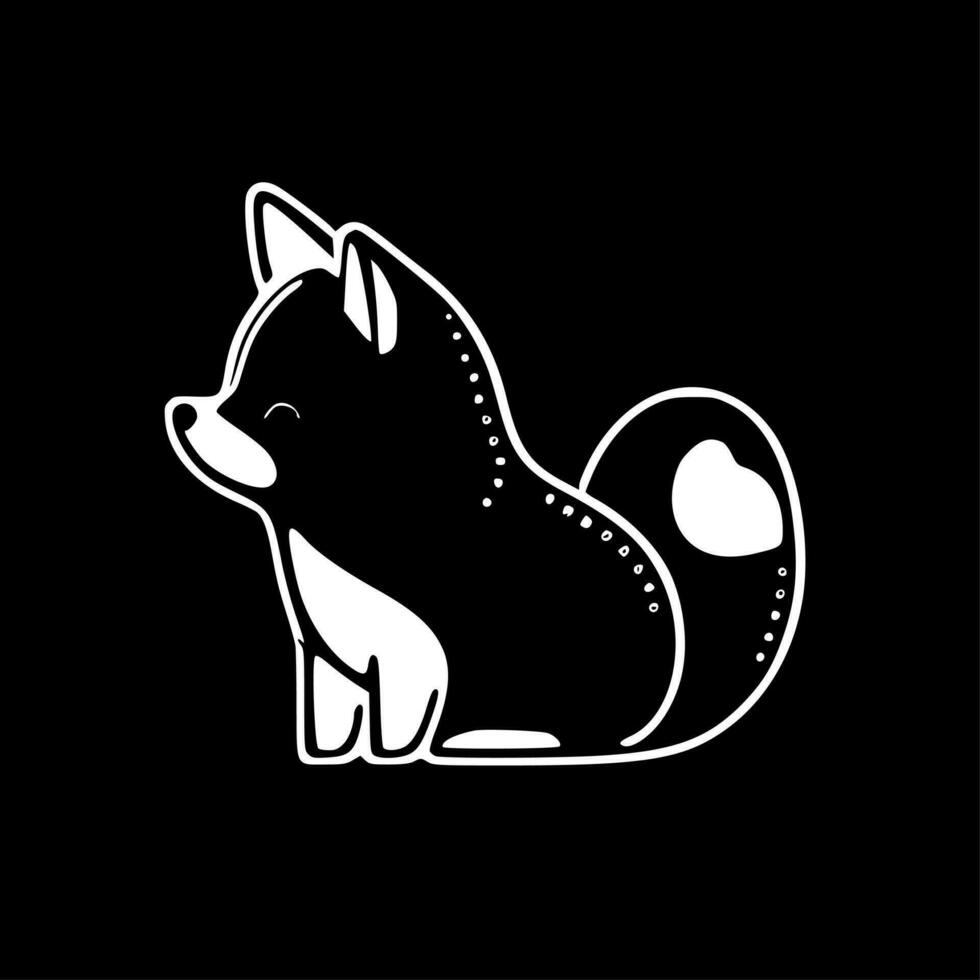 Shiba - Black and White Isolated Icon - Vector illustration