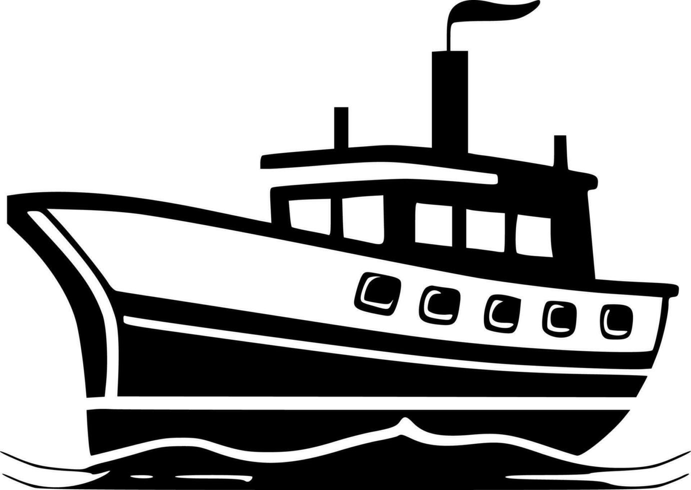 Boat, Black and White Vector illustration