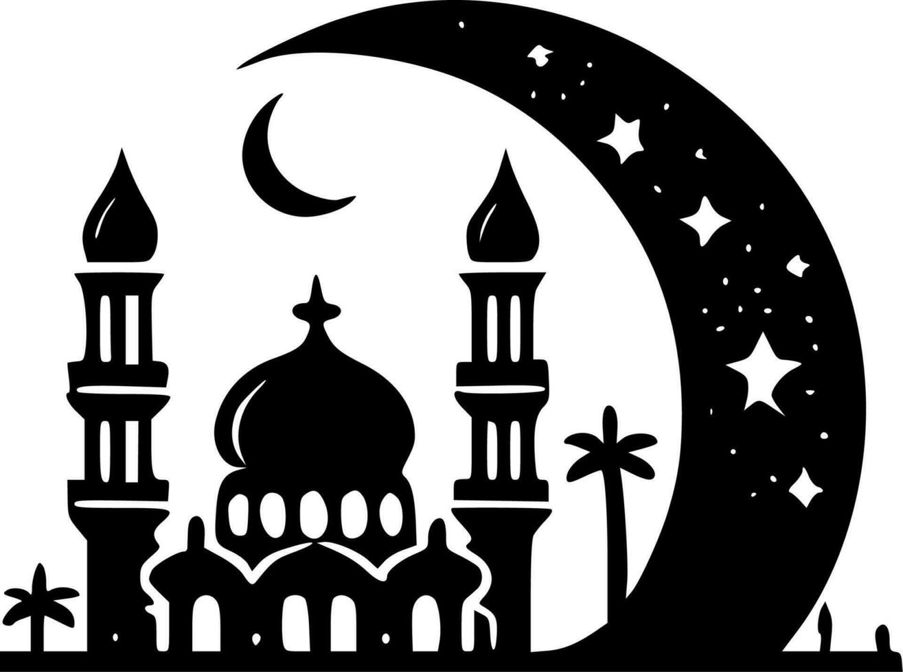 ramadán, negro y blanco vector ilustración