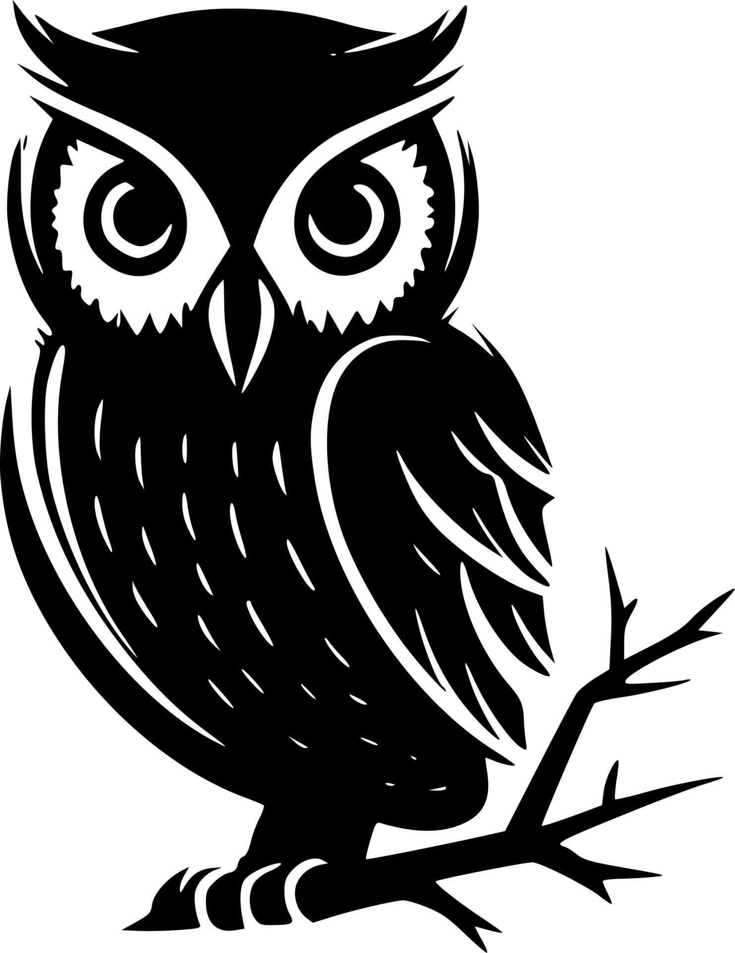 Owl, Black and White Vector illustration 24141740 Vector Art at Vecteezy