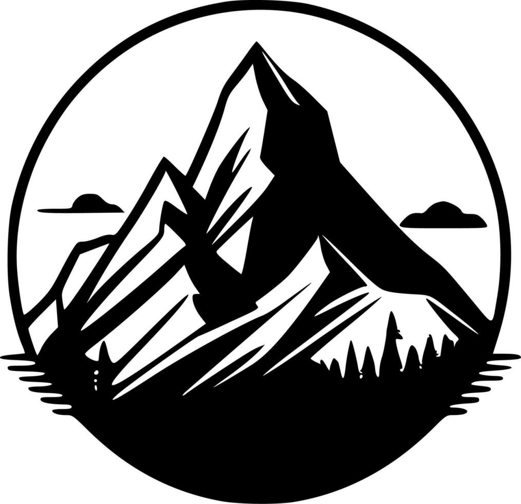 Mountain - Black and White Isolated Icon - Vector illustration