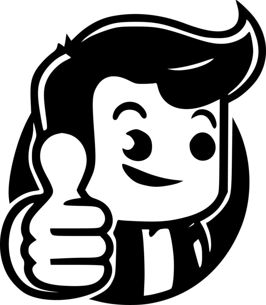 Thumbs Up, Black and White Vector illustration