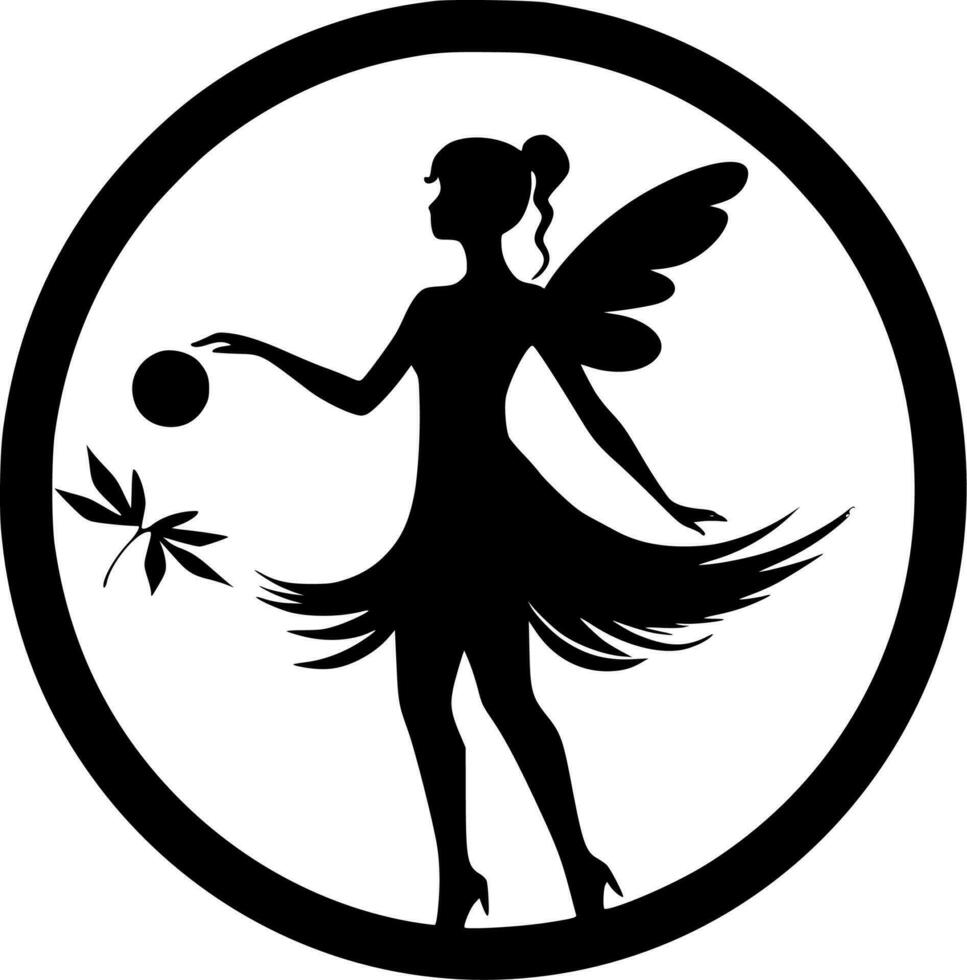 Fairy - Black and White Isolated Icon - Vector illustration