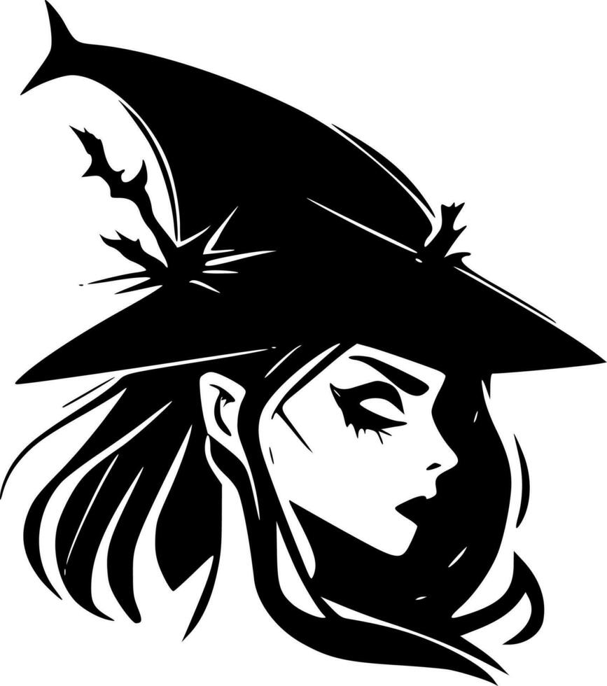 Witch - Black and White Isolated Icon - Vector illustration