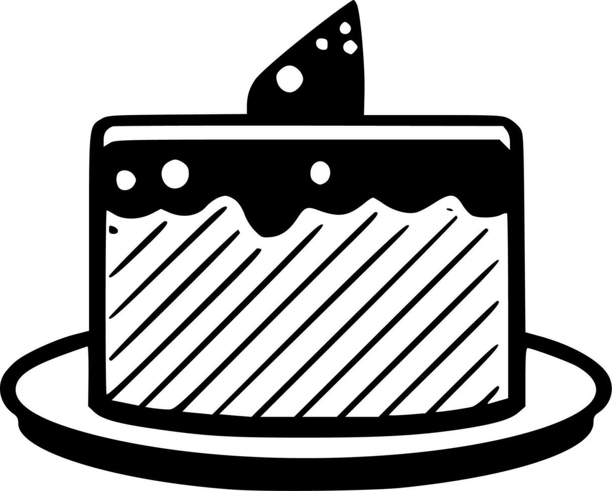 Birthday Cake, Black and White Vector illustration