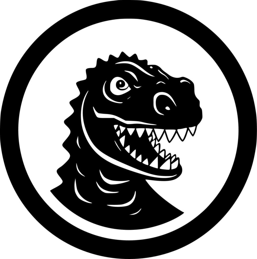 dinosaurio - negro y blanco aislado icono - vector ilustración