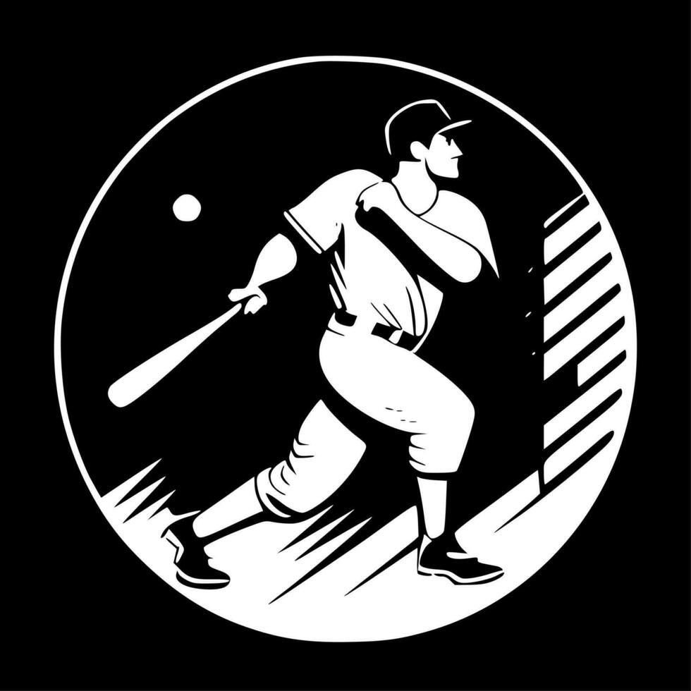 retro béisbol - negro y blanco aislado icono - vector ilustración