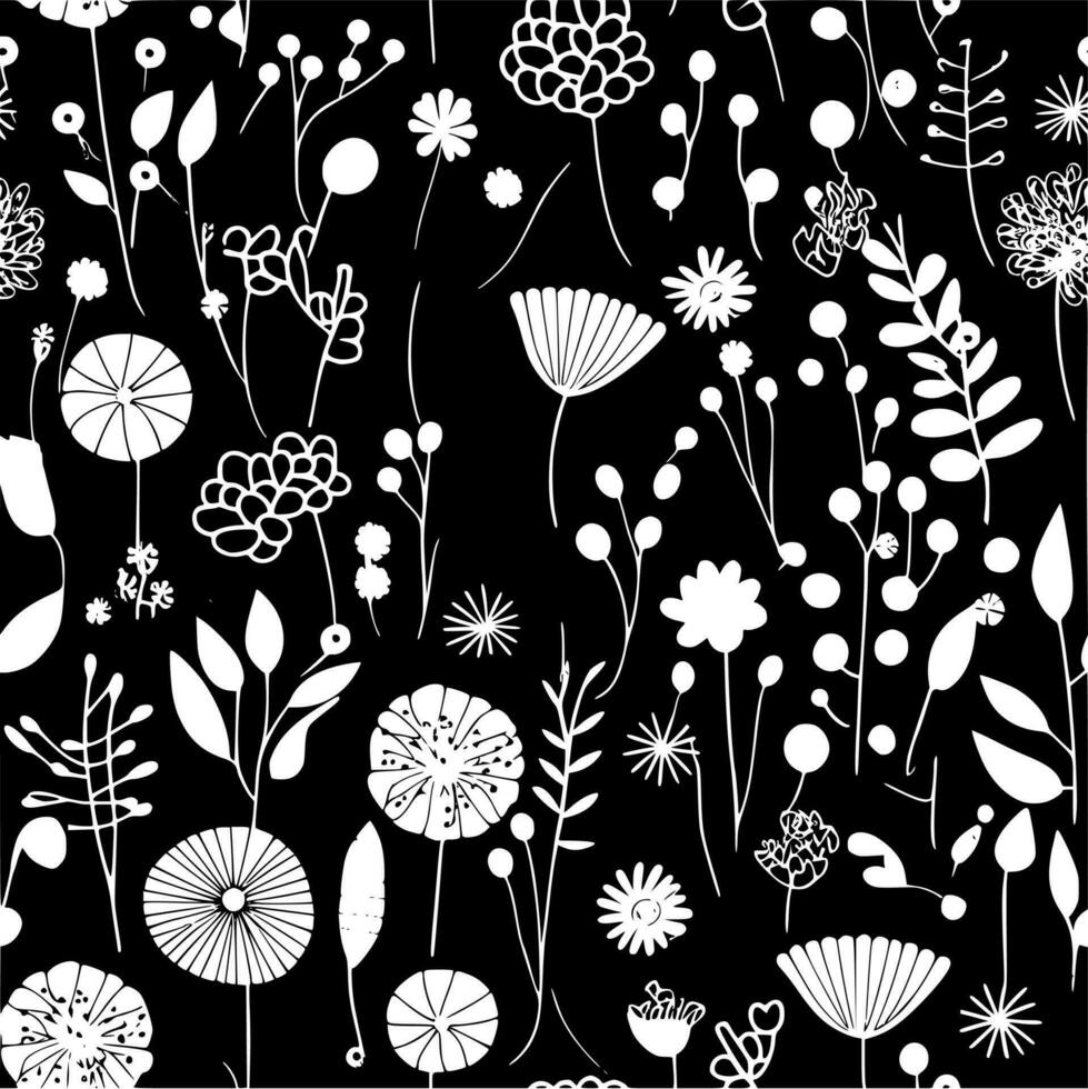 Seamless Pattern, Black and White Vector illustration