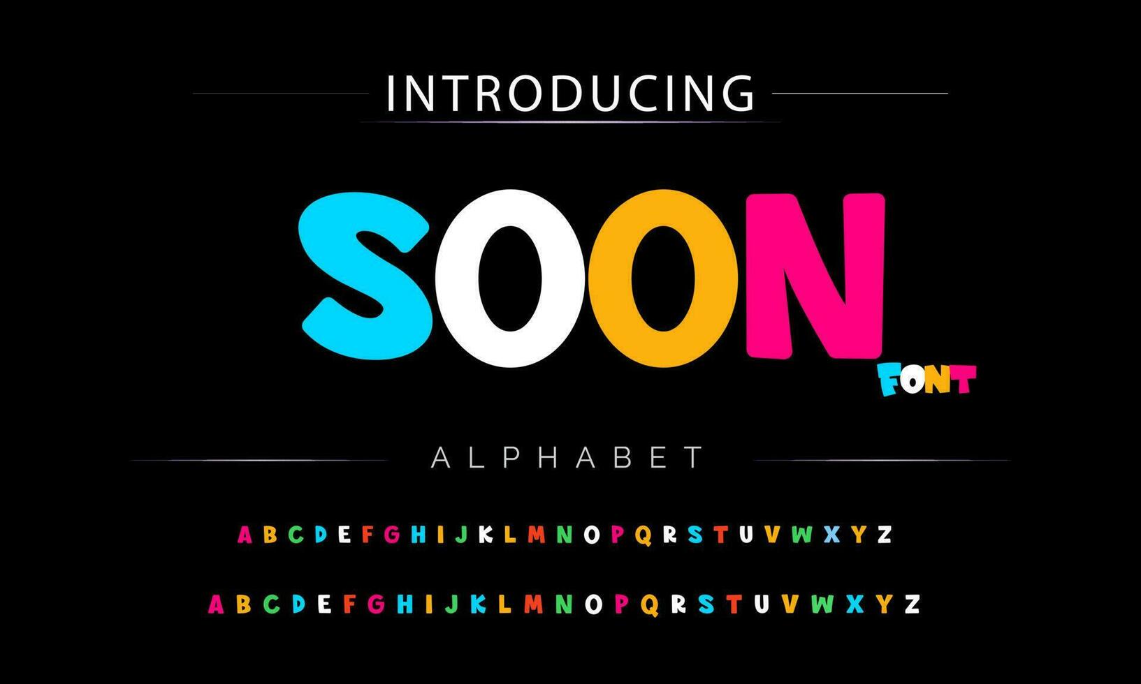 Funky colorful cartoon font type. Vector alphabet