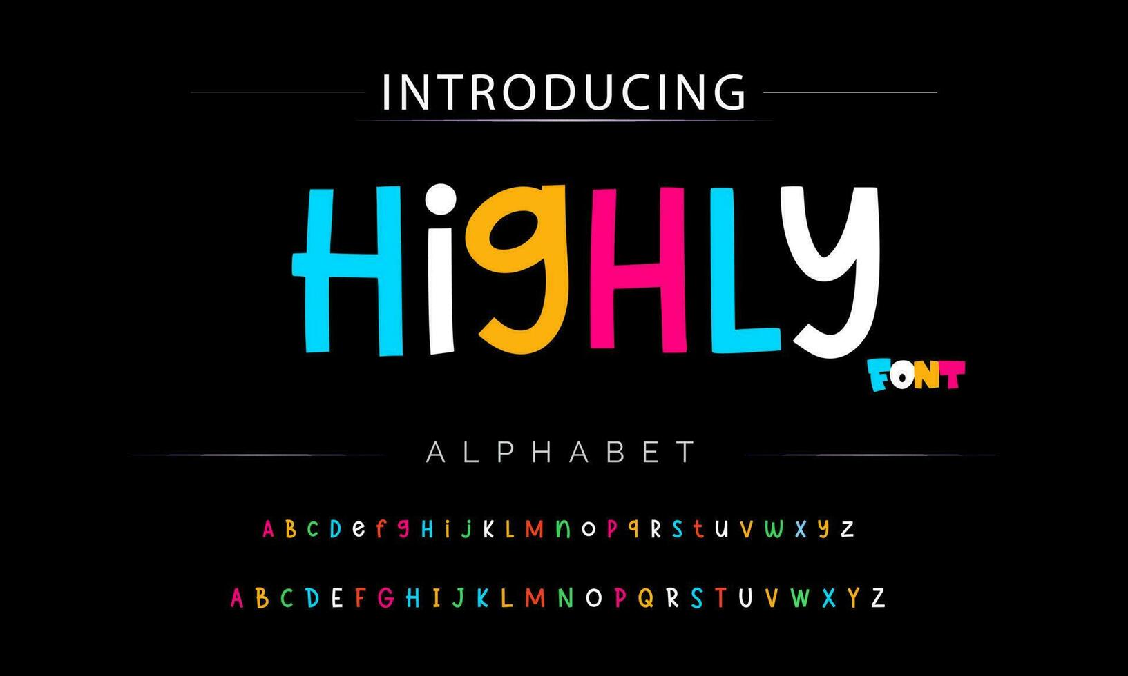 Funky colorful cartoon font type. Vector alphabet