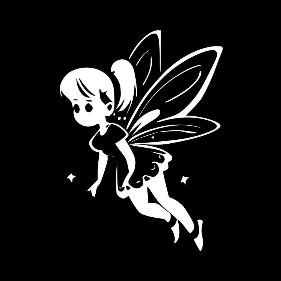 Fairy - Black and White Isolated Icon - Vector illustration