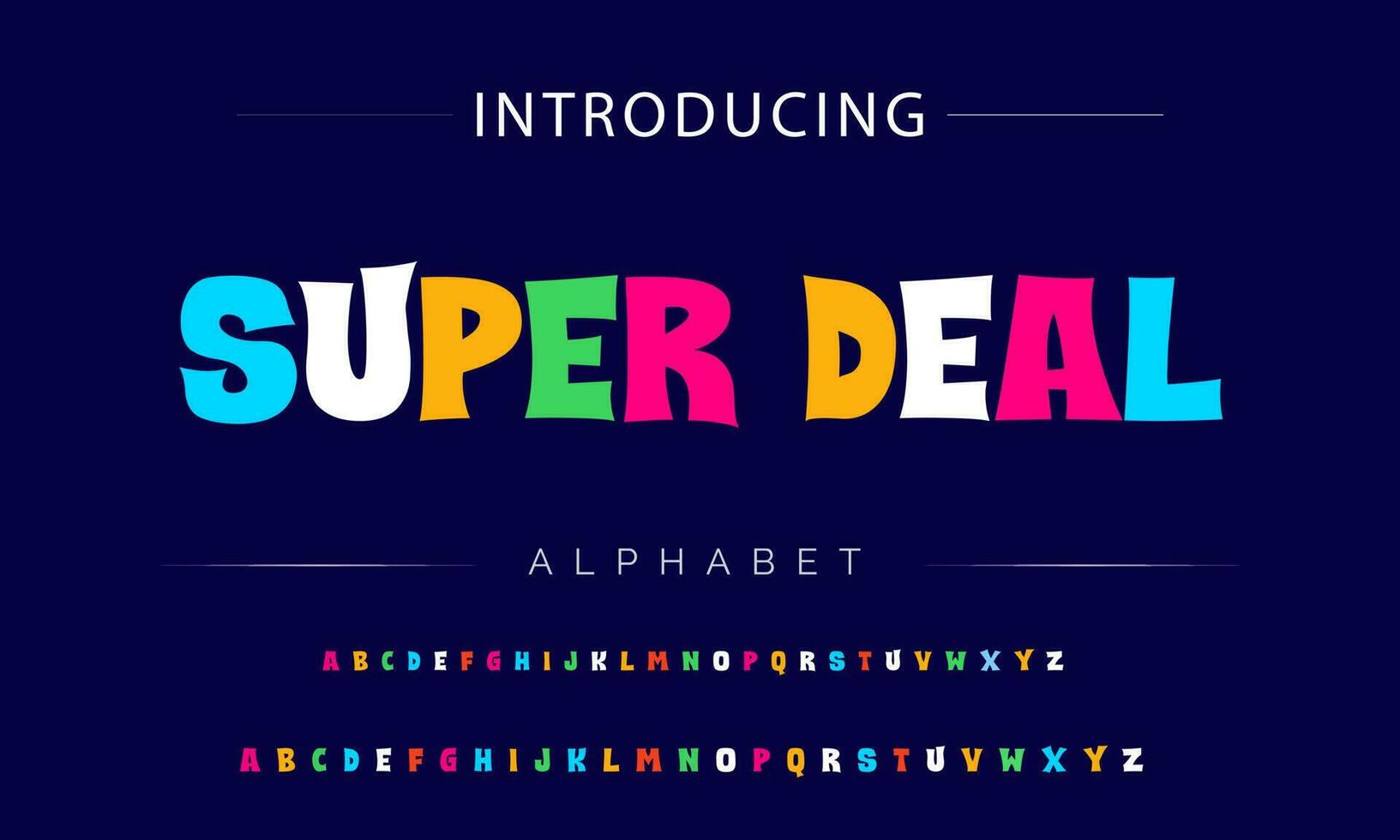 Funky colorful cartoon font type. Vector alphabet