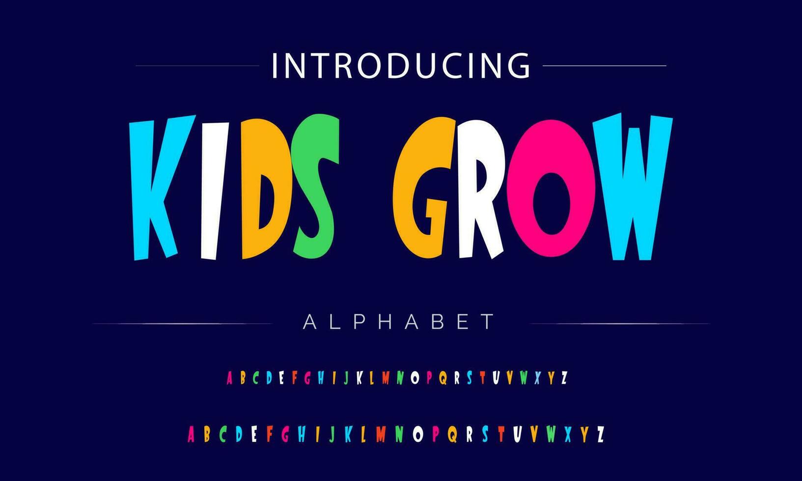 Funky colorful cartoon font type. Vector alphabet