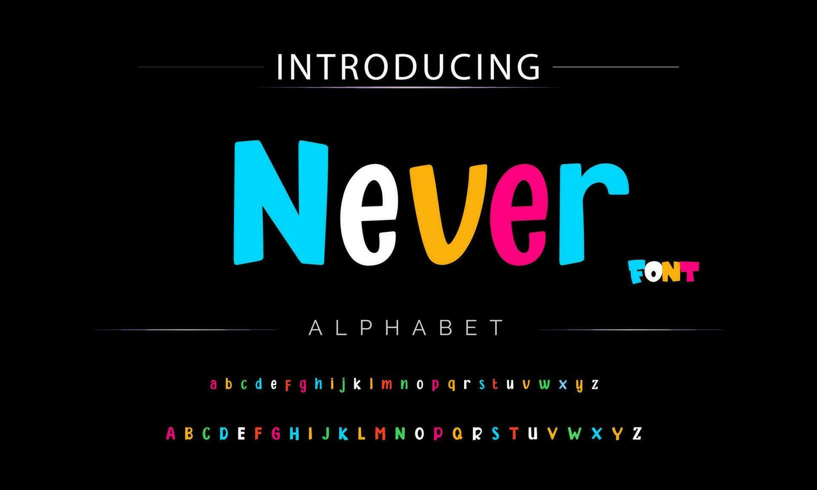 Funky colorful cartoon font type. Vector alphabet