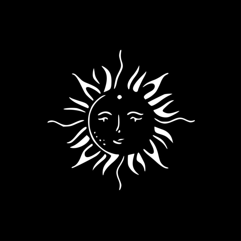 Sun, Black and White Vector illustration