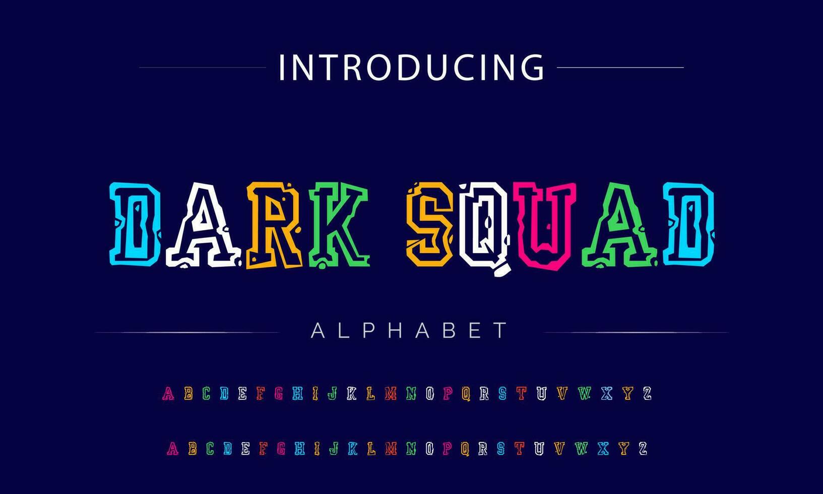 Funky colorful cartoon font type. Vector alphabet