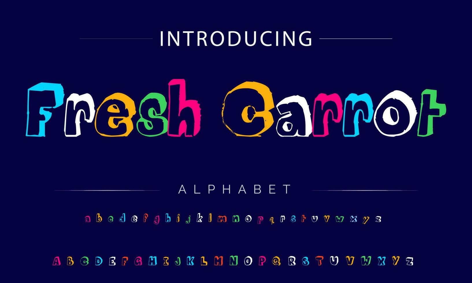 Funky colorful cartoon font type. Vector alphabet