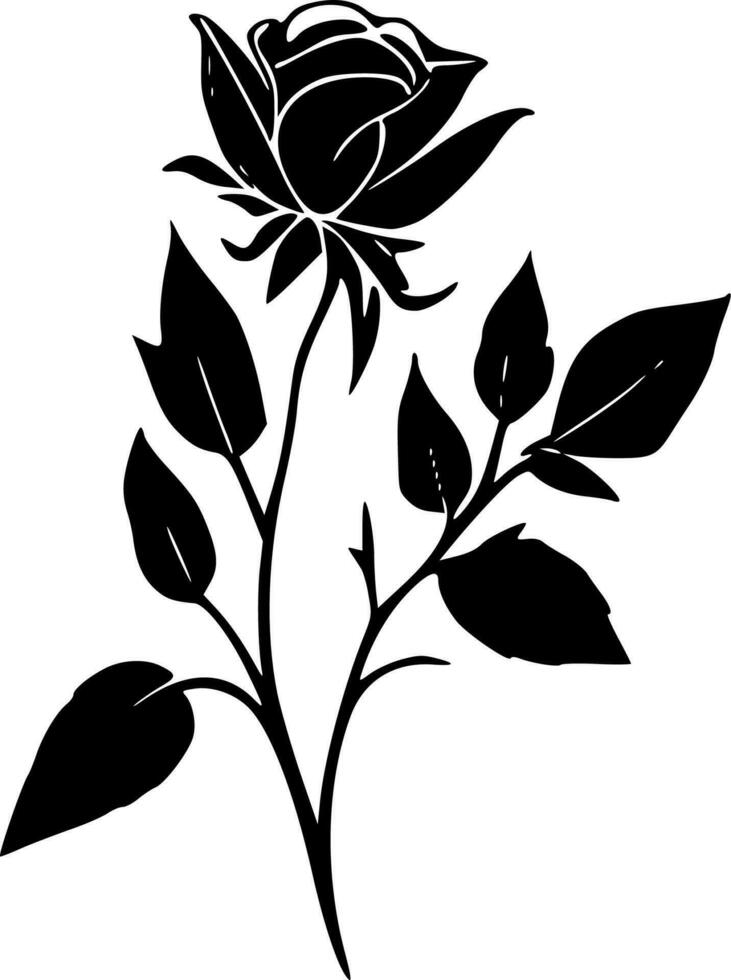 Rose, Black and White Vector illustration
