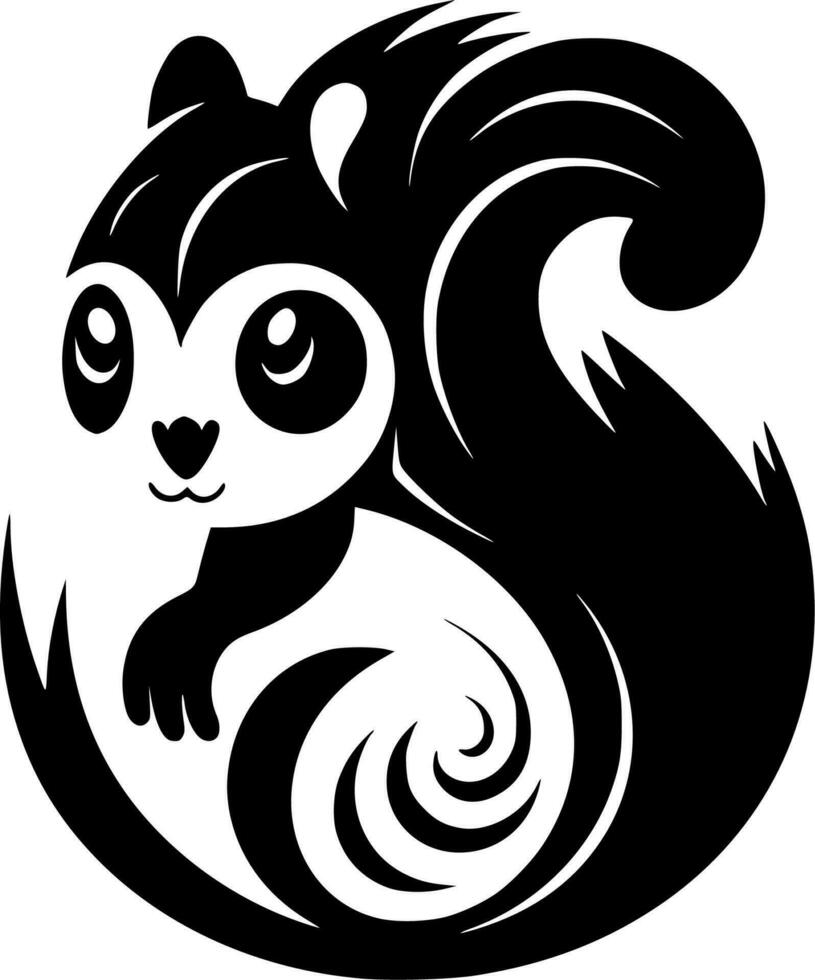 Squirrel, Black and White Vector illustration