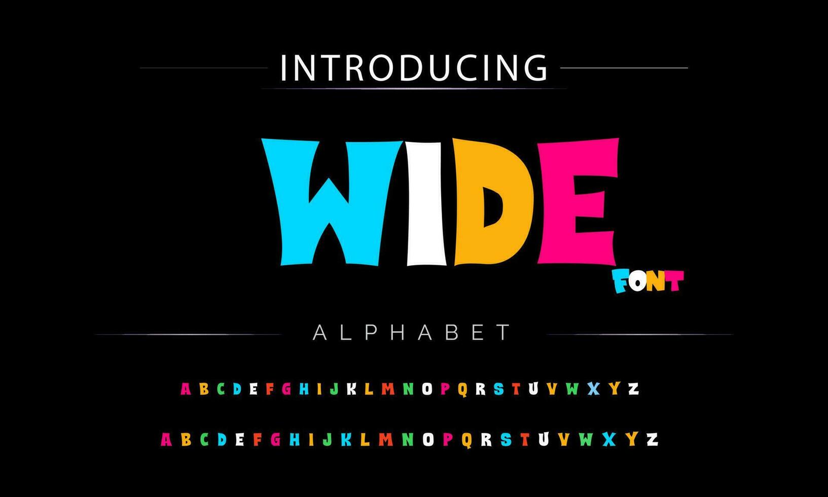 Funky colorful cartoon font type. Vector alphabet