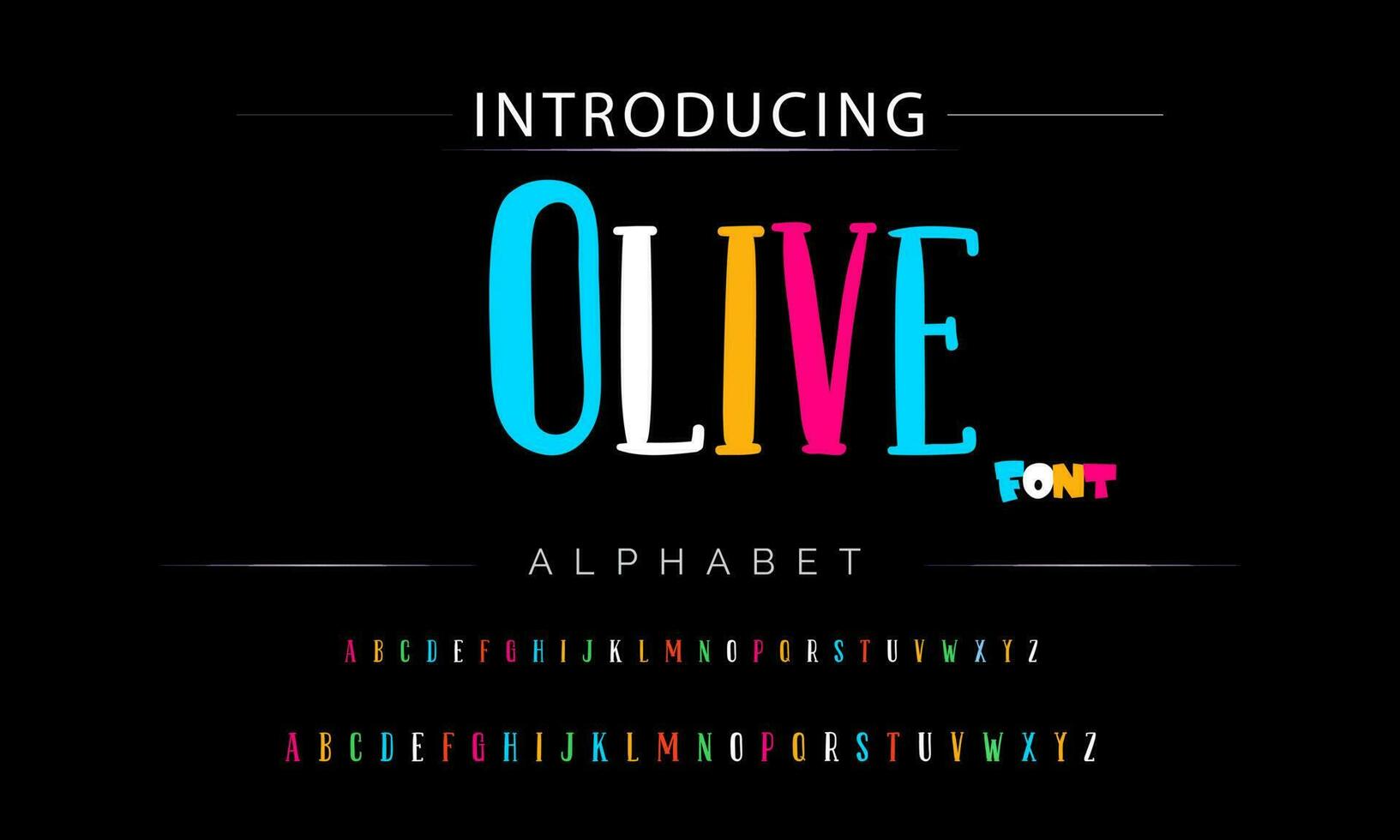 Funky colorful cartoon font type. Vector alphabet