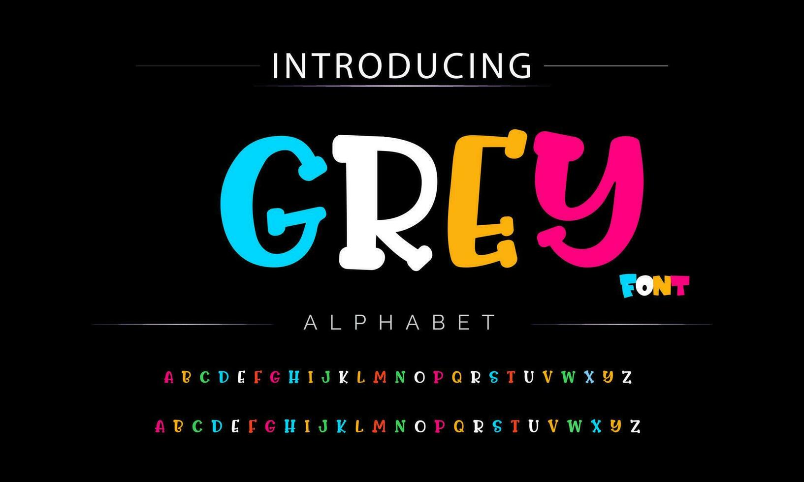 Funky colorful cartoon font type. Vector alphabet