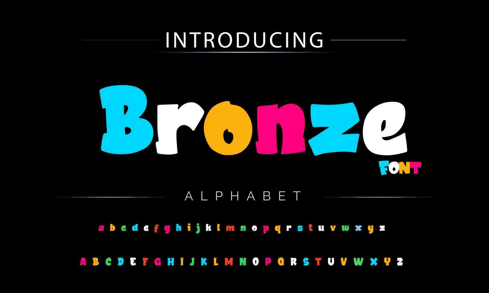 Funky colorful cartoon font type. Vector alphabet