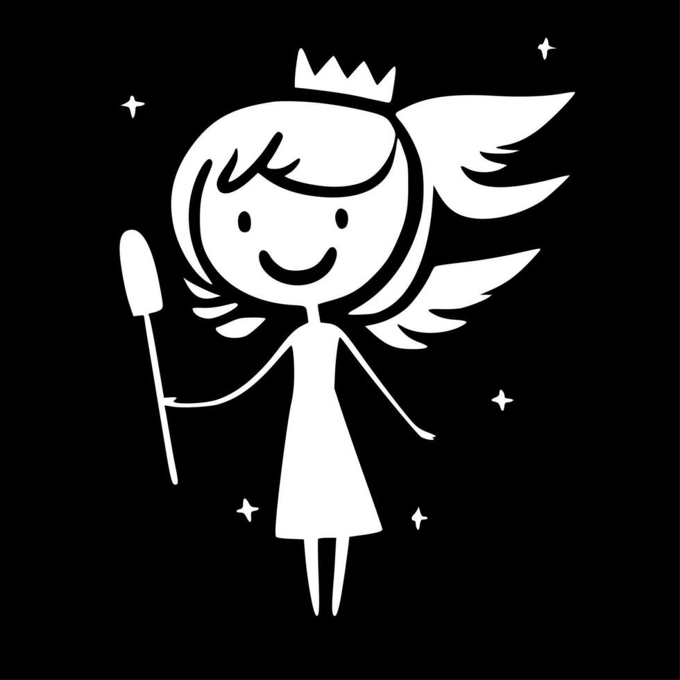 Tooth Fairy - Black and White Isolated Icon - Vector illustration