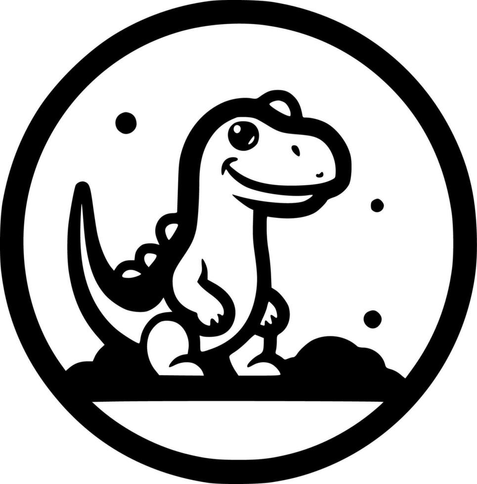 Dinosaur - Black and White Isolated Icon - Vector illustration