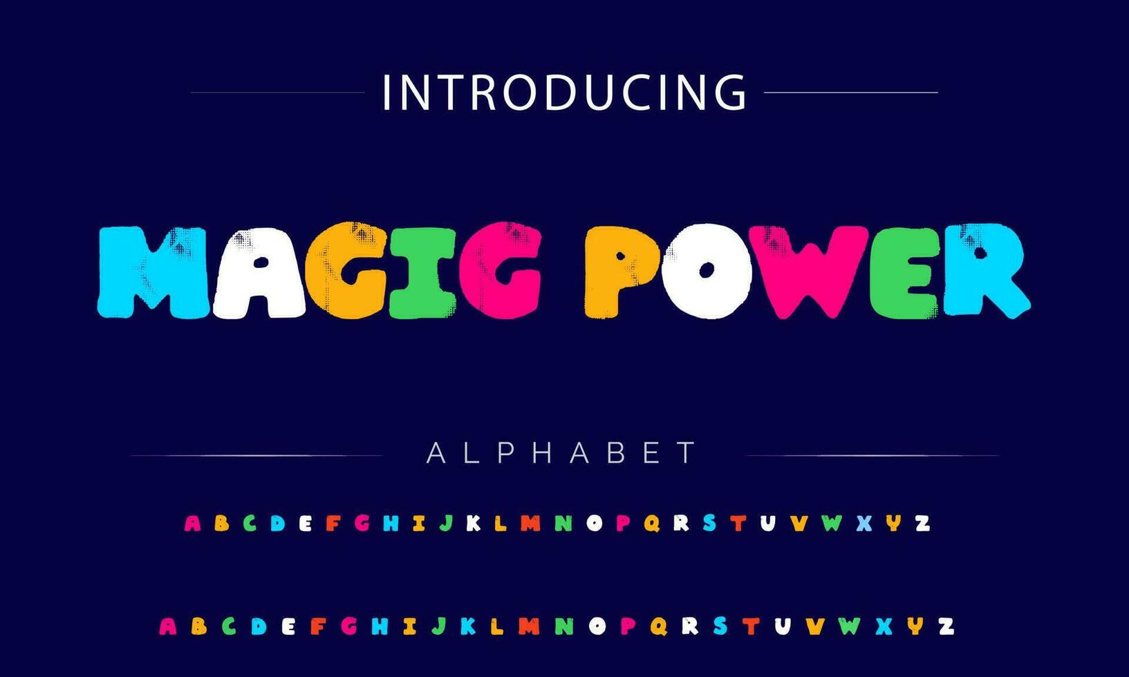 Funky colorful cartoon font type. Vector alphabet