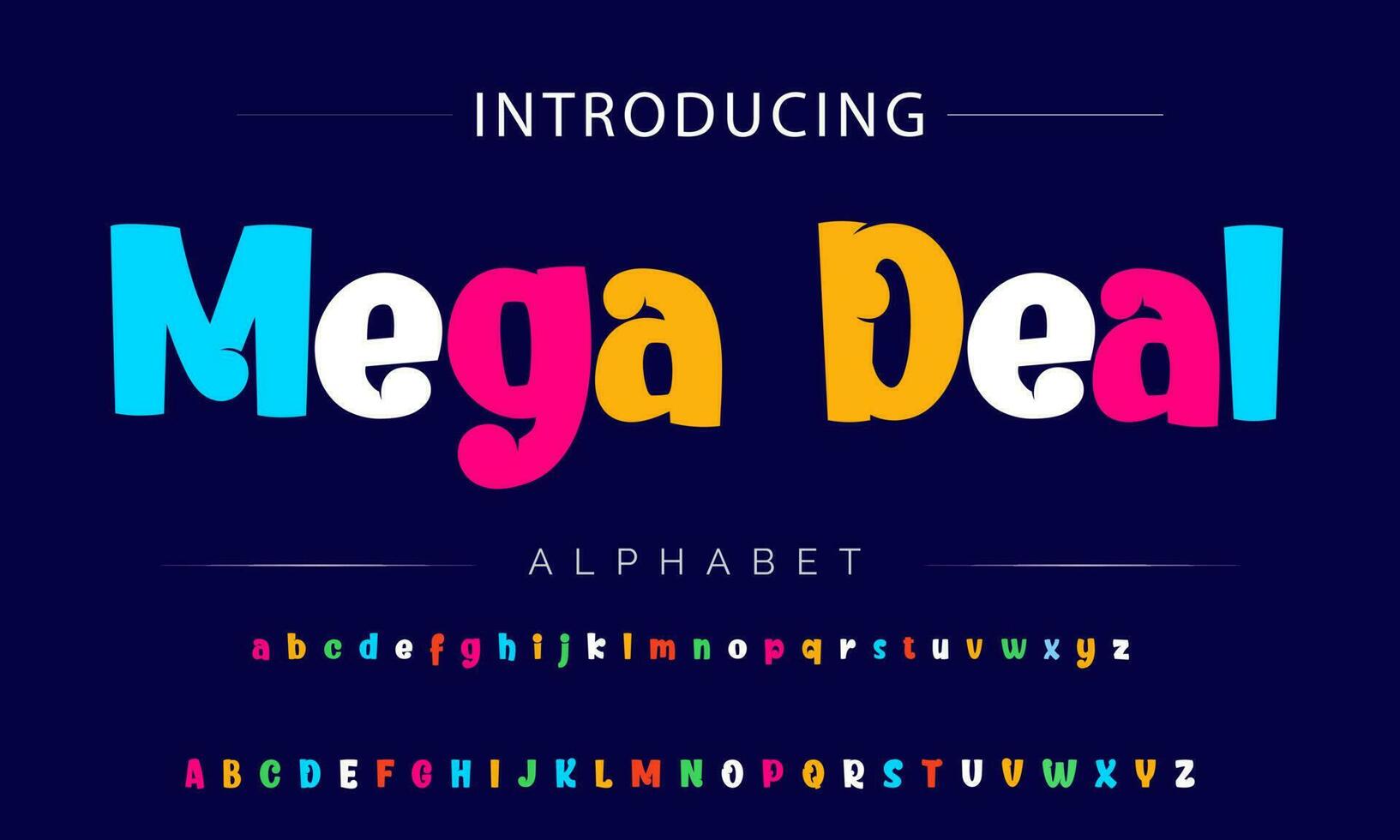 Funky colorful cartoon font type. Vector alphabet