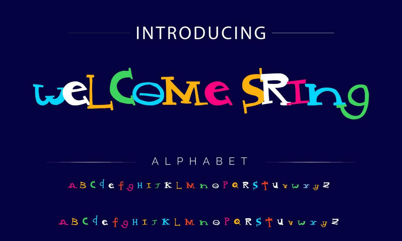 Funky colorful cartoon font type. Vector alphabet