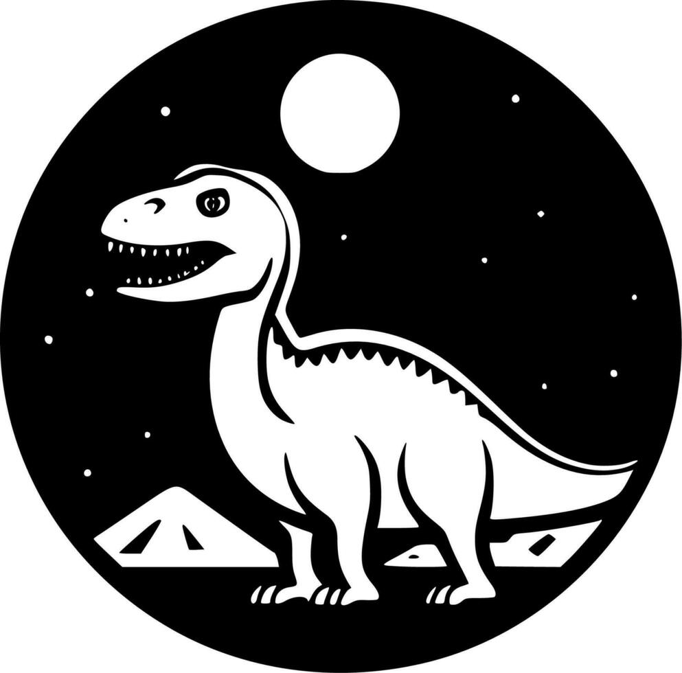 dinosaurio - negro y blanco aislado icono - vector ilustración