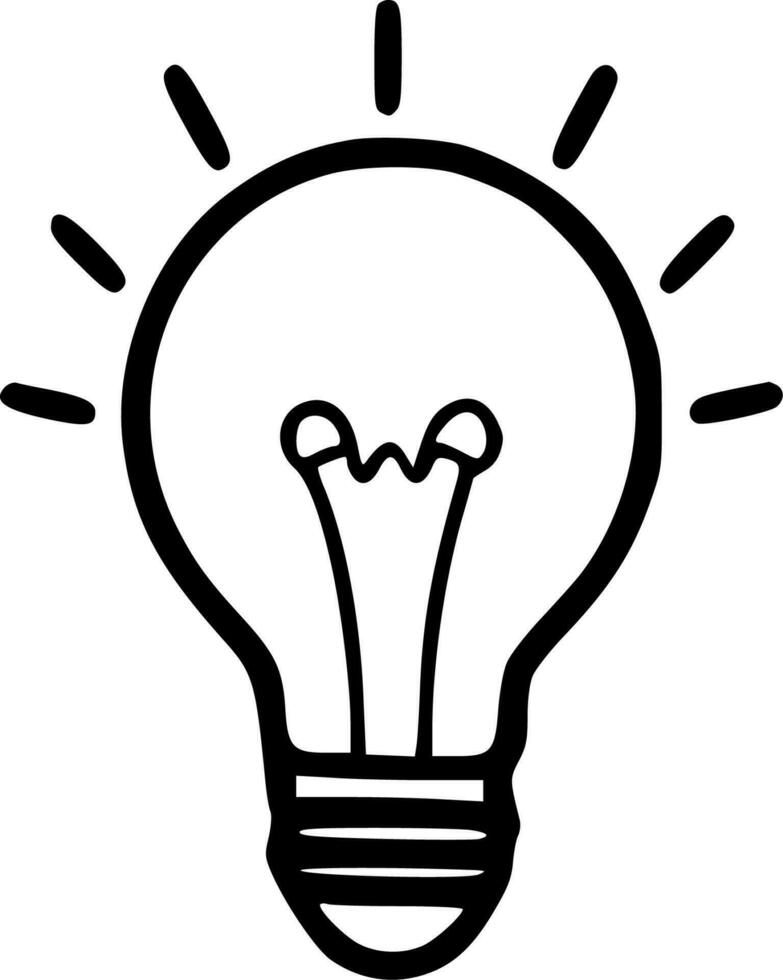 Light Bulb, Black and White Vector illustration