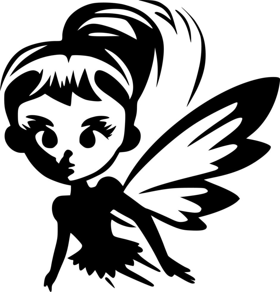 Fairy - Black and White Isolated Icon - Vector illustration