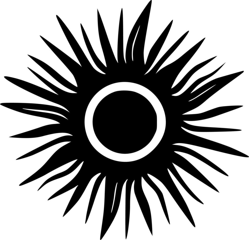 sol, negro y blanco vector ilustración