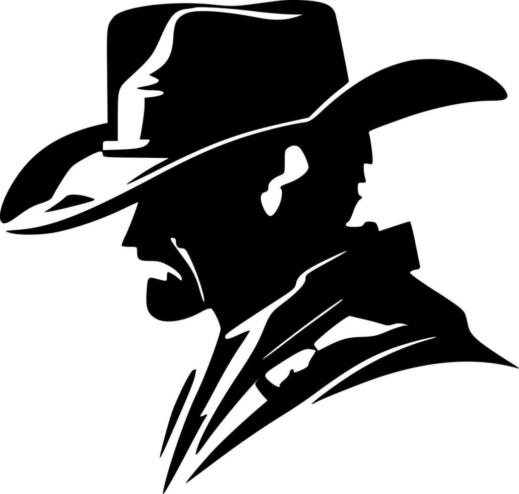 Cowboy, Black and White Vector illustration