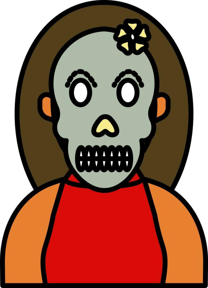 Catrina Woman Cartoon Character Colorful Icon. vector