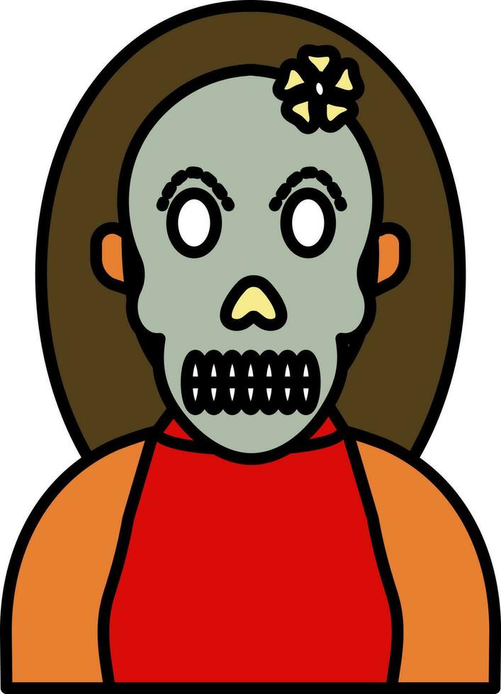 catrina mujer dibujos animados personaje vistoso icono. vector