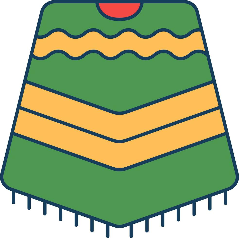 Green And Orange Poncho Icon In Flat Style. vector