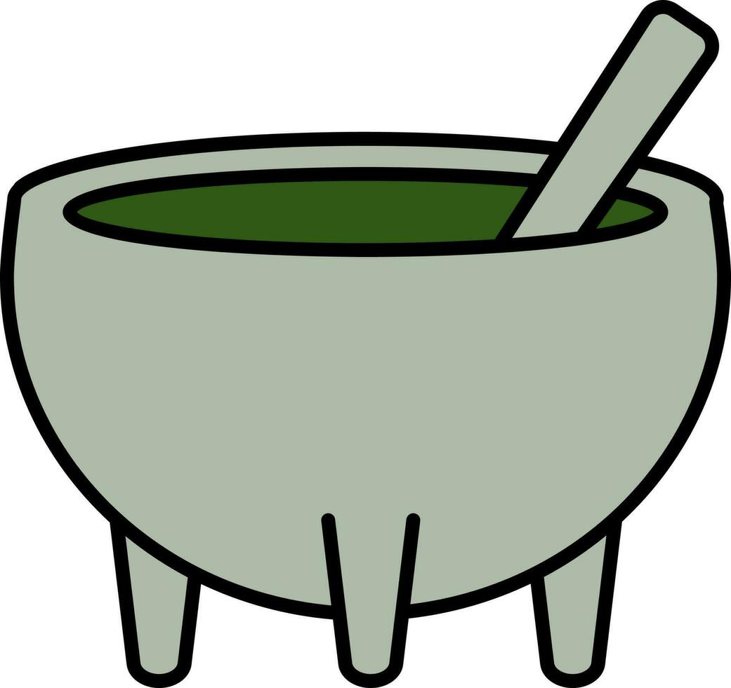 Mortar And Pestle Icon In Green And Grey Color. vector