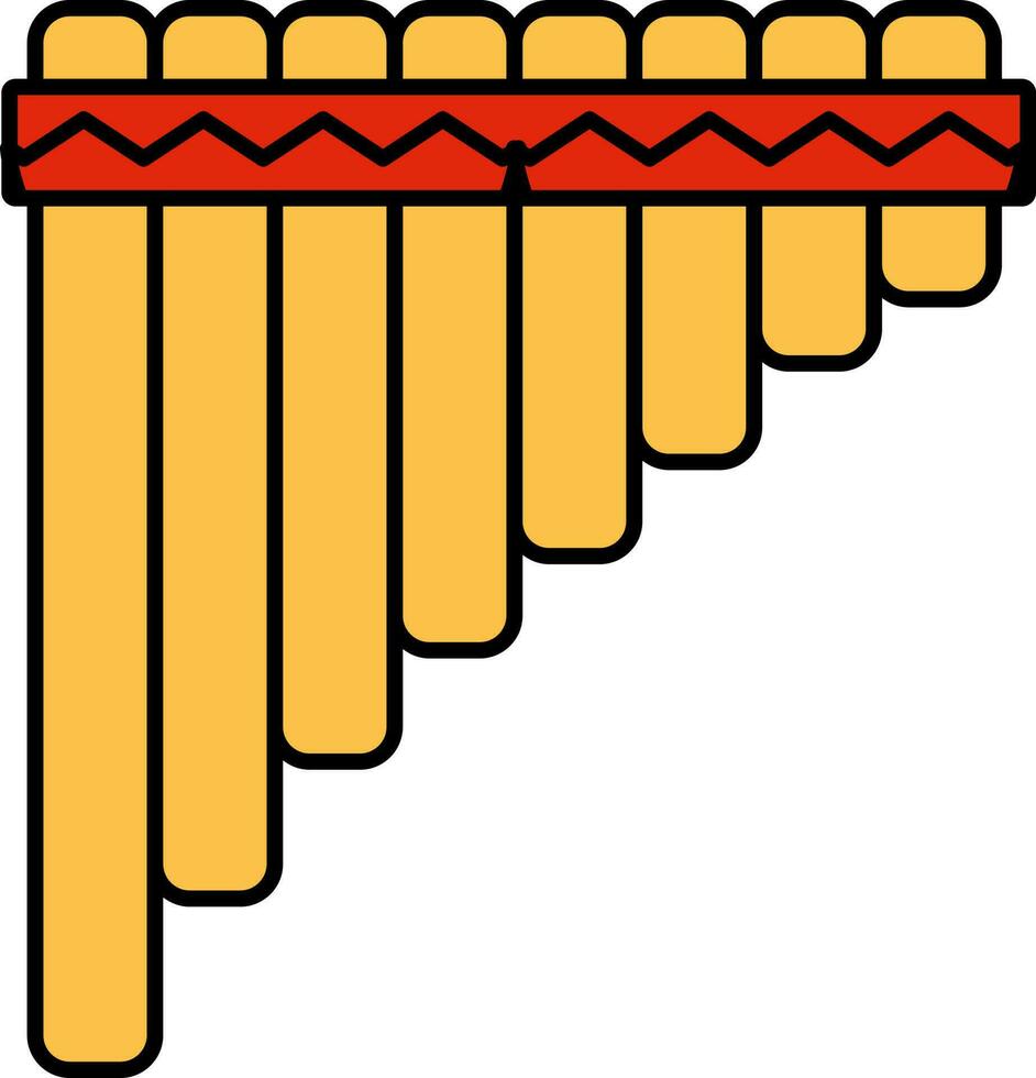 Pan Flute Icon In Yellow And Red Color. vector